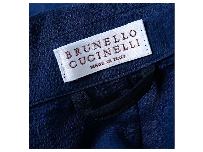 Blazer de lino azul marino de doble botonadura Brunello Cucinelli - vista 7