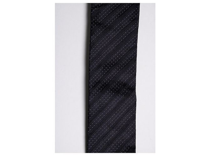 Corbata negra con rayas diagonales y puntos de Dolce & Gabbana Negro - vista 3