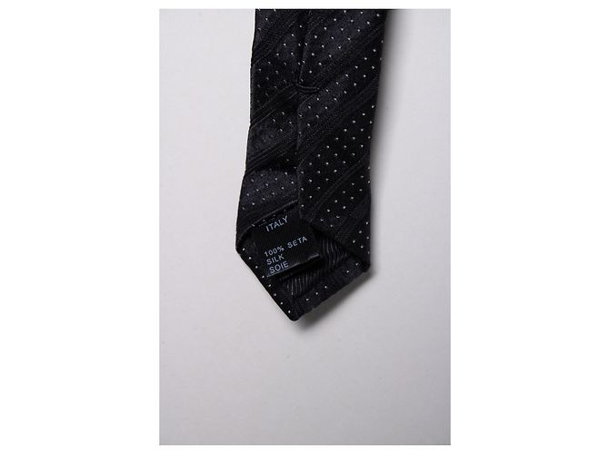 Corbata negra con rayas diagonales y puntos de Dolce & Gabbana Negro - vista 4