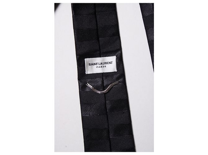 Corbata estructurada negra a rayas Saint Laurent Negro - vista 3