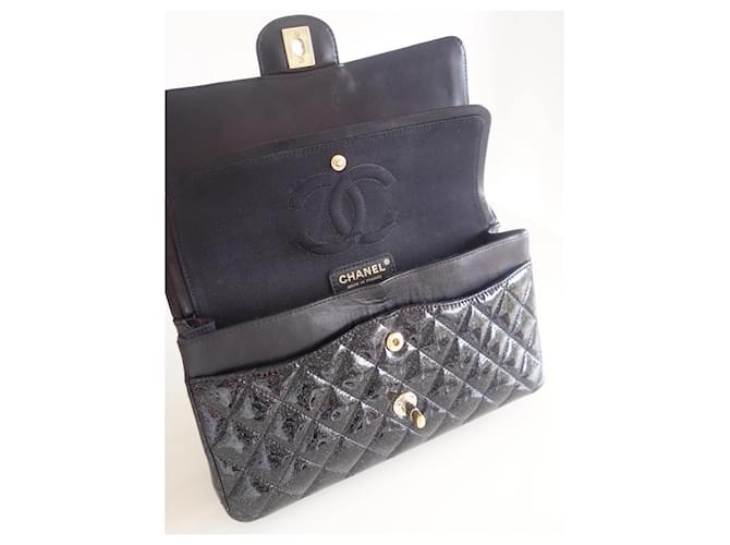 Timeless Borsa Chanel Classica Nera Glitter Nero - vista 5
