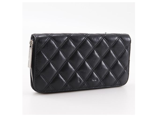 Cartera larga Matelassé Chanel en piel de cordero negro - vista 3