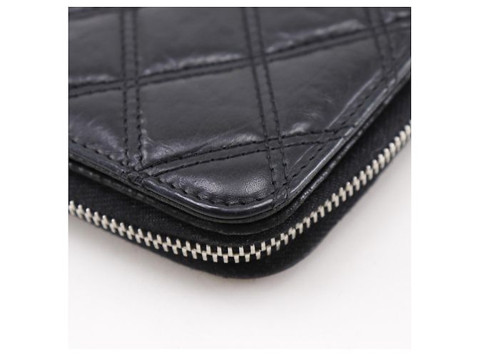 Cartera larga Matelassé Chanel en piel de cordero negro - vista 5