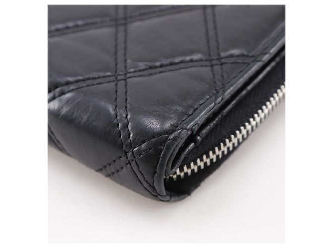 Cartera larga Matelassé Chanel en piel de cordero negro - vista 7
