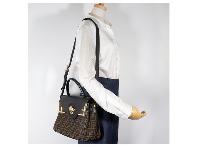 Borsa Fendi La Medusa Zucca Marrone Nero - vista 19