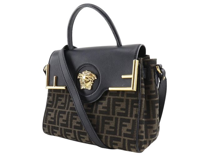 Borsa Fendi La Medusa Zucca Marrone Nero - vista 2
