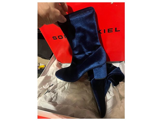 Botines Requln Sonia Rykiel de terciopelo azul - vista 2