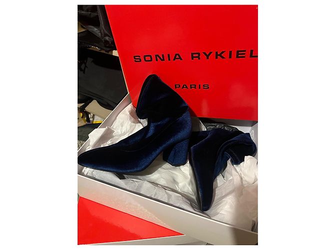 Botines Requln Sonia Rykiel de terciopelo azul - vista 3