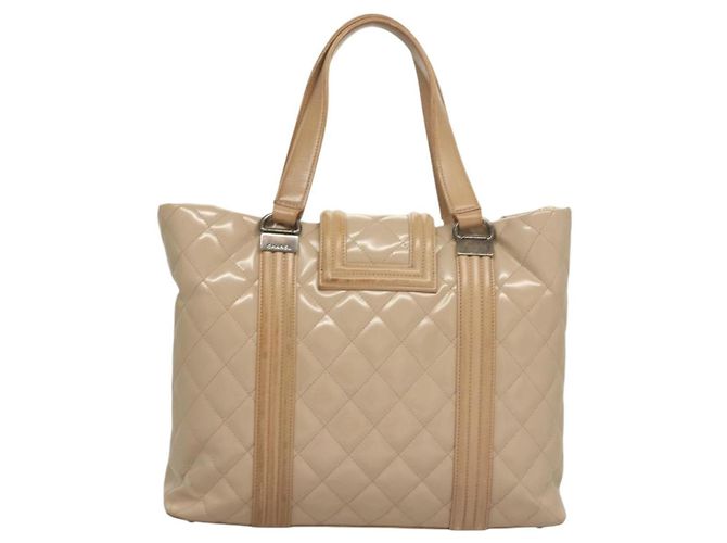 Borsa Boy trapuntata Chanel in pelle di vitello invecchiata e lucida Beige - vista 2