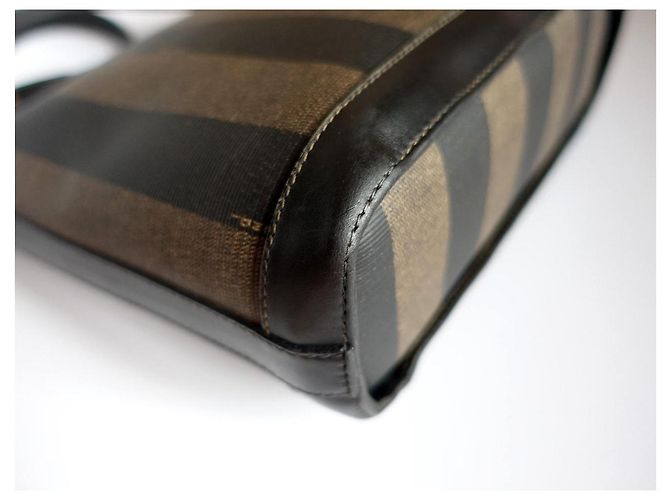 Borsa a tracolla Fendi Pequin Borsa a spalla Nera Marrone Striata - vista 10