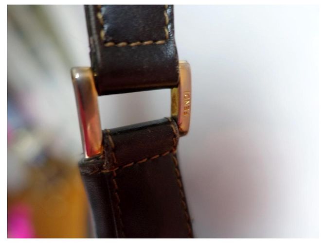 Borsa a tracolla Fendi Pequin Borsa a spalla Nera Marrone Striata - vista 11