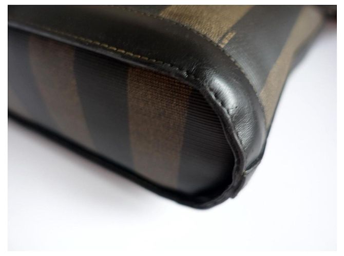 Borsa a tracolla Fendi Pequin Borsa a spalla Nera Marrone Striata - vista 12