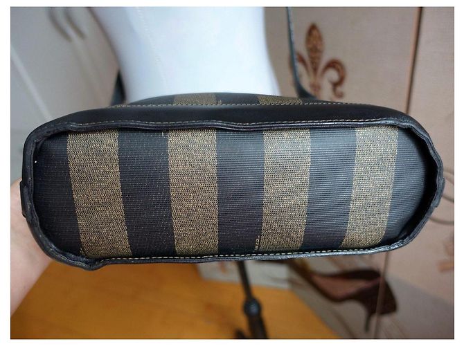 Borsa a tracolla Fendi Pequin Borsa a spalla Nera Marrone Striata - vista 3
