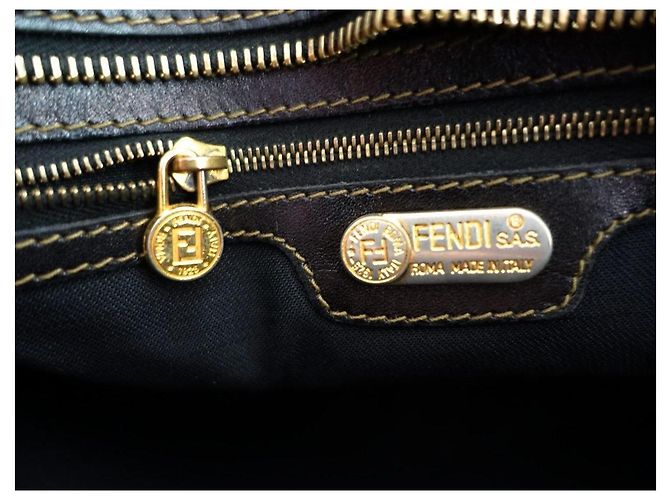 Borsa a tracolla Fendi Pequin Borsa a spalla Nera Marrone Striata - vista 6