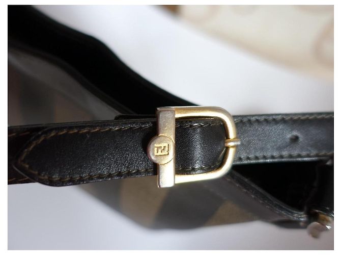 Borsa a tracolla Fendi Pequin Borsa a spalla Nera Marrone Striata - vista 7