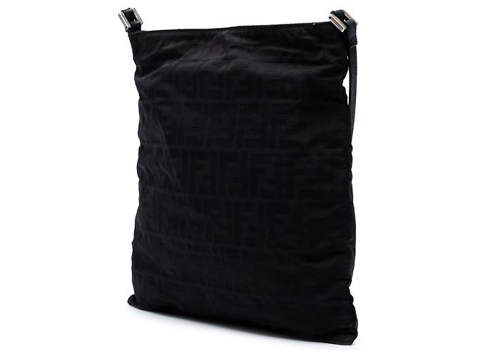 Borsa a spalla in tela Zucca nera Fendi Nero - vista 2