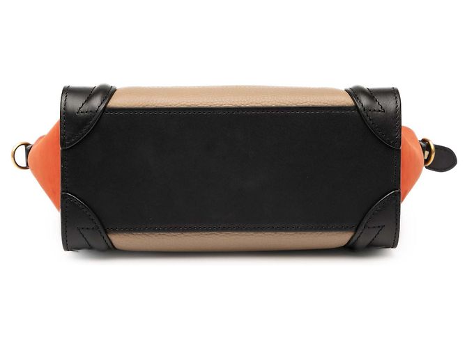 Luggage Céline Celine Brown Nano Tricolor Nubuck e Borsa da Viaggio in Pelle di Vitello Martellata
 Marrone - vista 3