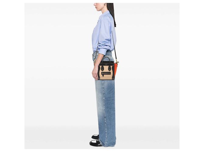 Luggage Céline Celine Brown Nano Tricolor Nubuck e Borsa da Viaggio in Pelle di Vitello Martellata
 Marrone - vista 7