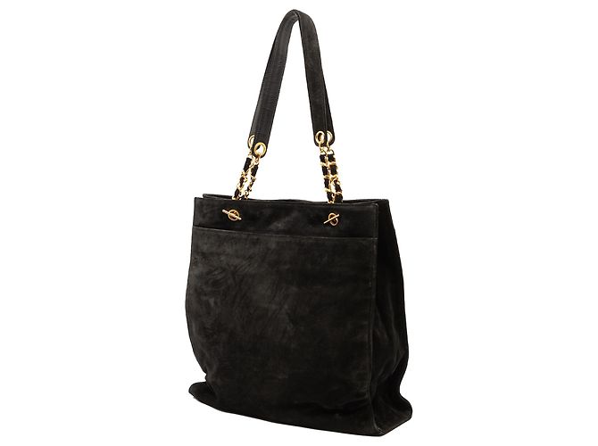 Chanel Schwarze CC Wildleder-Tasche - Ansicht 2