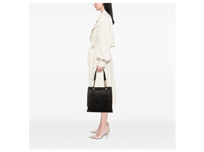 Chanel Schwarze CC Wildleder-Tasche - Ansicht 7