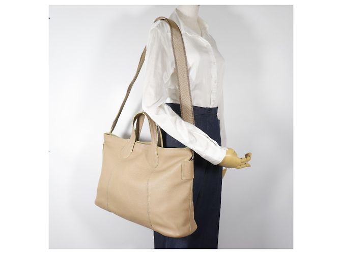 Bolsa tote de couro bege Tod's - vista 18