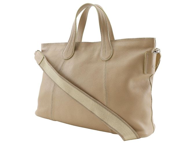Bolsa tote de couro bege Tod's - vista 2