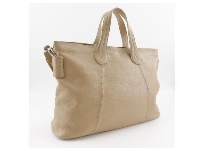 Bolsa tote de couro bege Tod's - vista 3