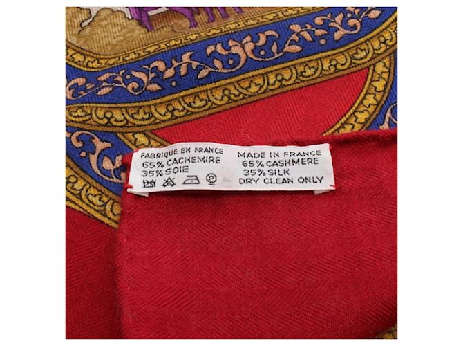 Sciarpa Hermès Carré 90 QALAMDAN Rosso Multicolore - vista 3
