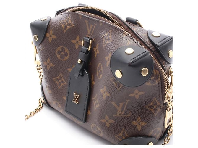 Bolsa Petite Malle Souple Louis Vuitton Marrom Preto Monograma - vista 7