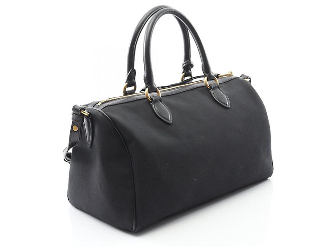 Borsa a mano in jacquard con logo Prada Nero - vista 2