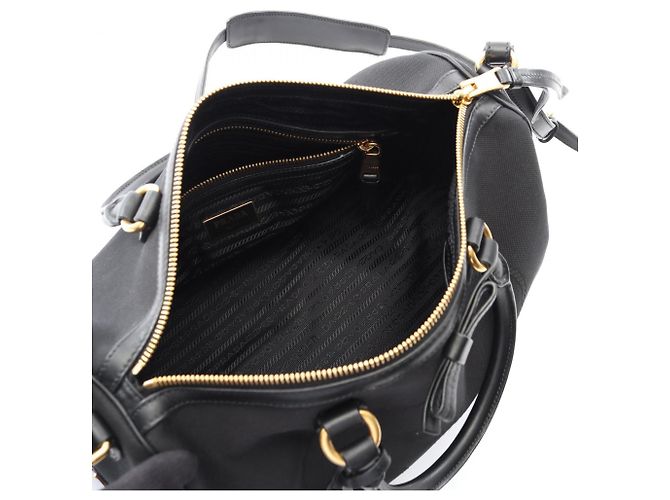Borsa a mano in jacquard con logo Prada Nero - vista 3
