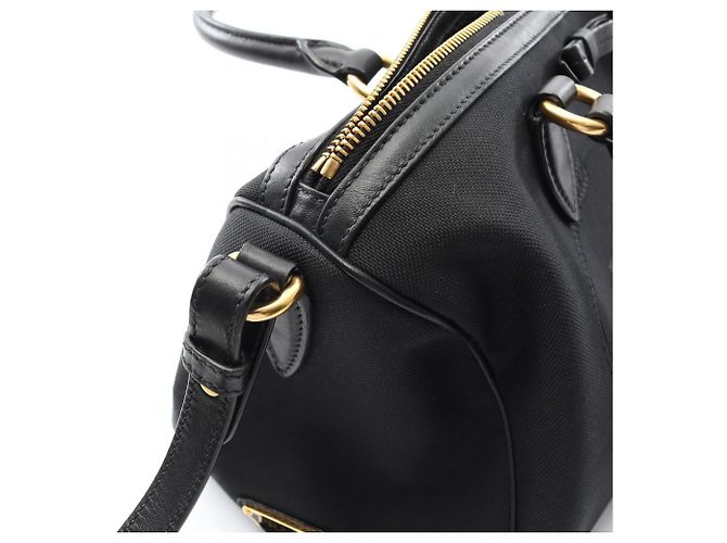 Borsa a mano in jacquard con logo Prada Nero - vista 8
