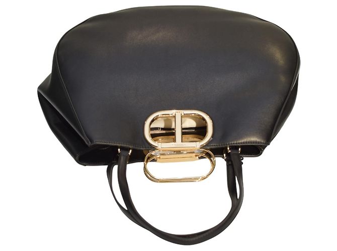 Twin Set Borsa tote in pelle nera Twinset Milano con hardware del logo dorato Nero - vista 5