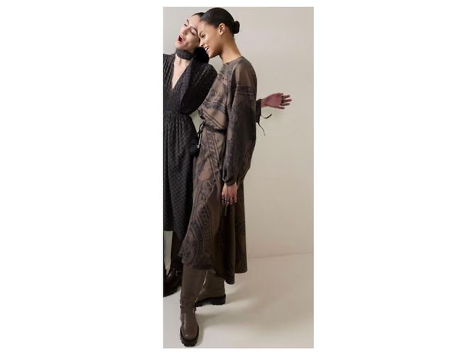 Vestido de seda Hermès FR 38 Castaño - vista 11