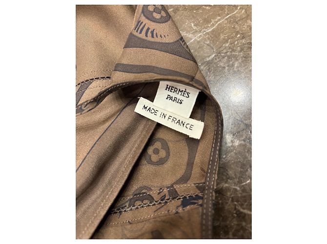 Vestido de seda Hermès FR 38 Castaño - vista 5