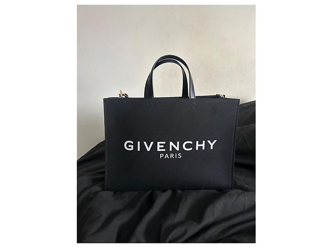 Bolsa tote Givenchy G preta de couro e algodão Preto - vista 2