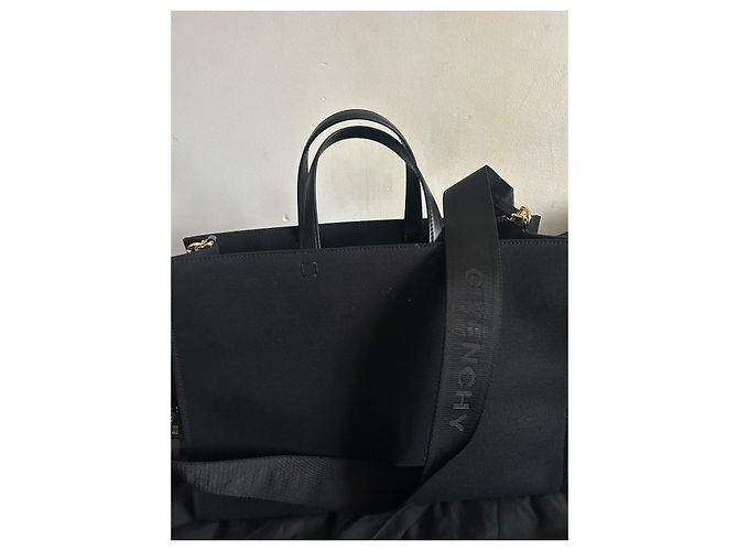 Bolsa tote Givenchy G preta de couro e algodão Preto - vista 3