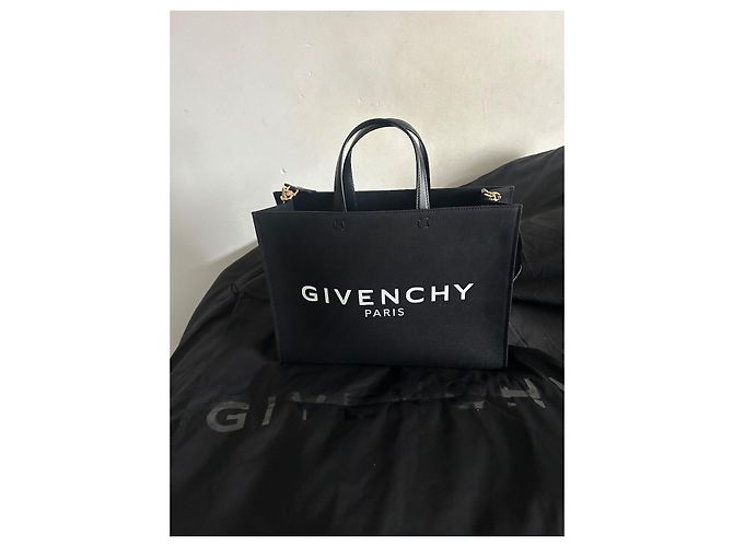 Bolsa tote Givenchy G preta de couro e algodão Preto - vista 4