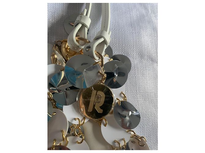 Borsa a spalla Paco Rabanne argento e bianca con paillettes e pelle Bianco - vista 12