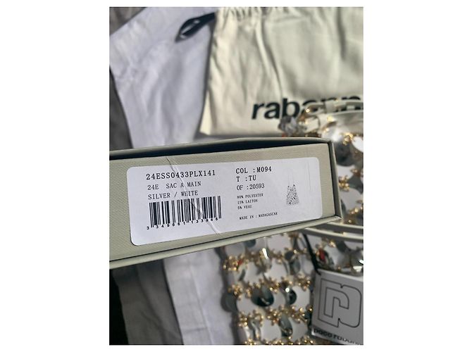 Borsa a spalla Paco Rabanne argento e bianca con paillettes e pelle Bianco - vista 14