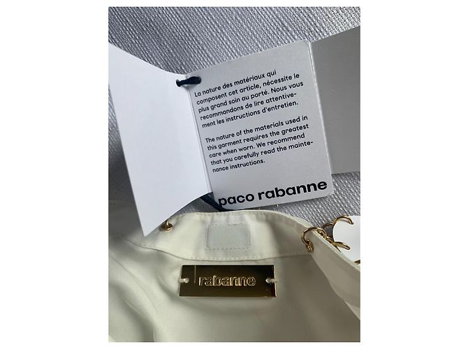 Borsa a spalla Paco Rabanne argento e bianca con paillettes e pelle Bianco - vista 9