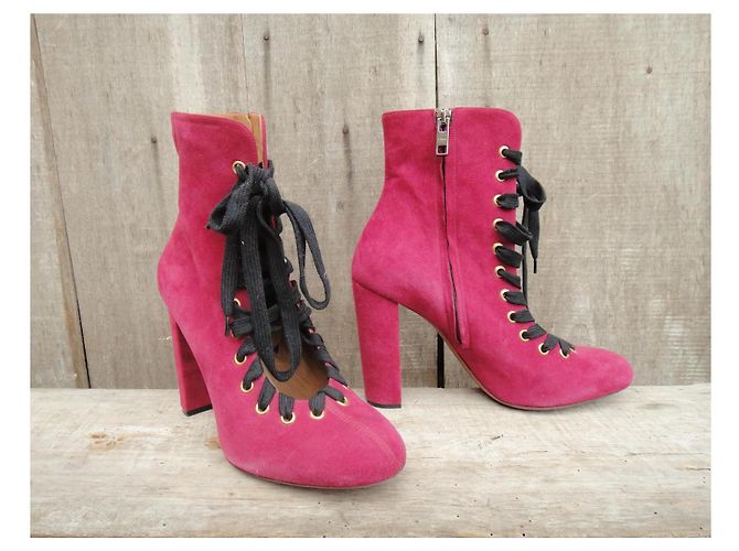 Botines Chloé de ante rosa - vista 2
