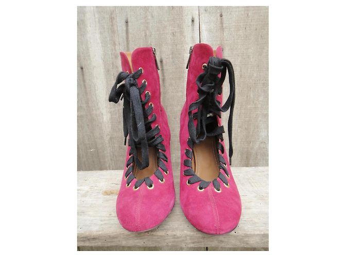 Botines Chloé de ante rosa - vista 4