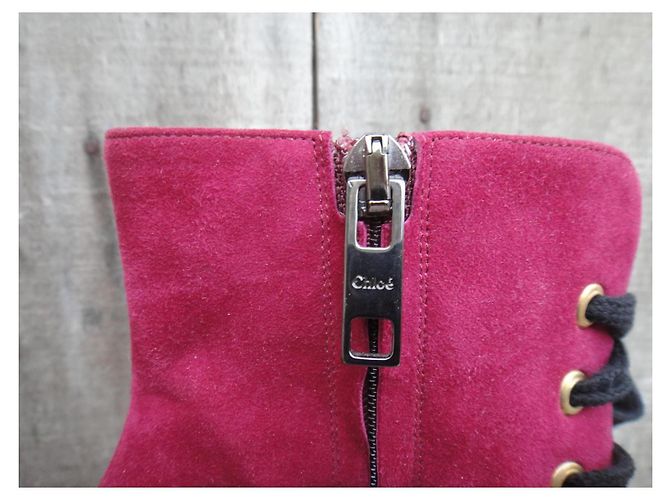 Botines Chloé de ante rosa - vista 9