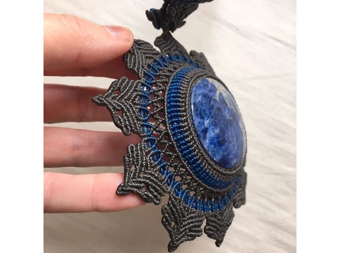 Autre Marque Collana Argentin in Sodalite Blu Grigio - vista 10