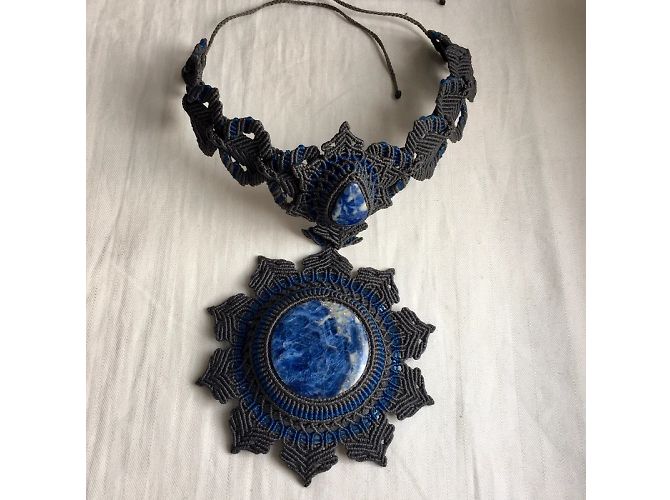 Autre Marque Collana Argentin in Sodalite Blu Grigio - vista 4