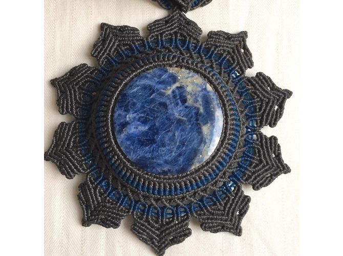 Autre Marque Collana Argentin in Sodalite Blu Grigio - vista 5