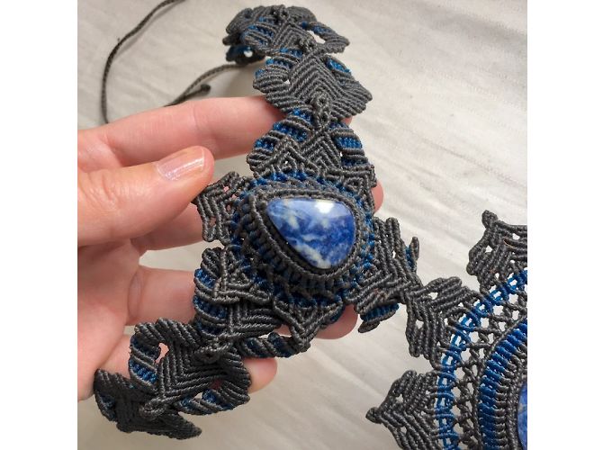 Autre Marque Collana Argentin in Sodalite Blu Grigio - vista 6