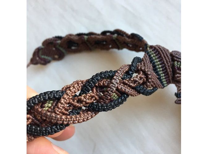 Autre Marque Collana Argentin Micromacramé Obsidiana Occhio Celeste Nero Marrone chiaro - vista 9