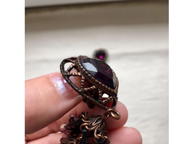 Orecchini a clip Chantal Thomass Metallo Viola Perle Strass Porpora - vista 5